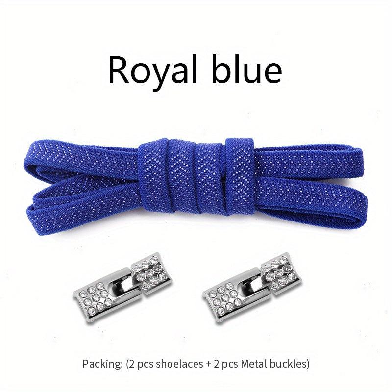 Flat Elastic Shoelaces & Metal Buckles for Sneakers Shoes