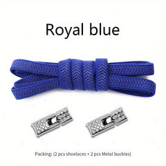 Flat Elastic Shoelaces & Metal Buckles for Sneakers Shoes