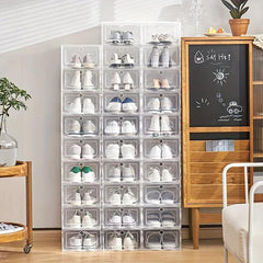 3pcs Transparent Plastic Shoe Box Drawer Shoe Cabinet Moisture proof Dust proof