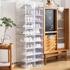 3pcs Transparent Plastic Shoe Box Drawer Shoe Cabinet Moisture proof Dust proof