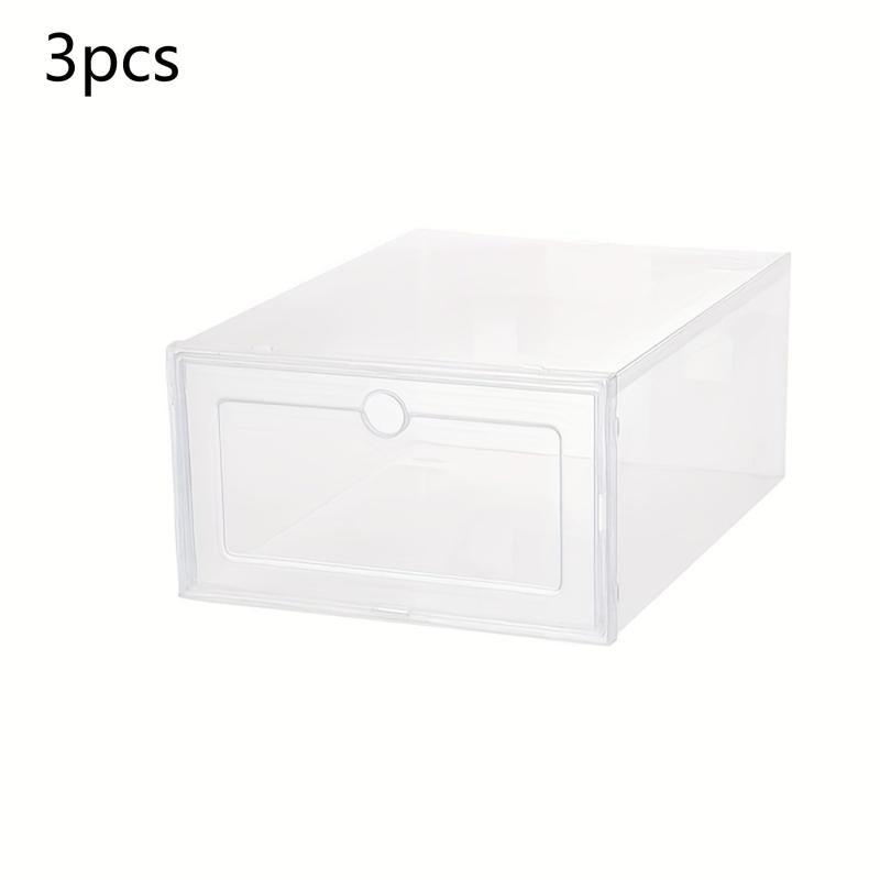 3pcs Transparent Plastic Shoe Box Drawer Shoe Cabinet Moisture proof Dust proof