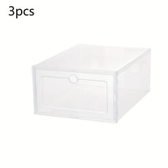 3pcs Transparent Plastic Shoe Box Drawer Shoe Cabinet Moisture proof Dust proof