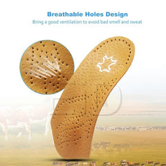 1pair Leather Arch Half Cushion Flat Foot Insoles for Men and Women