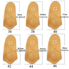 1pair Leather Arch Half Cushion Flat Foot Insoles for Men and Women