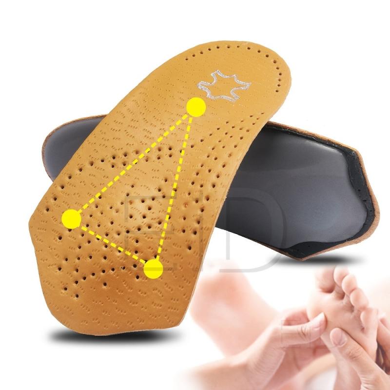 1pair Leather Arch Half Cushion Flat Foot Insoles for Men and Women