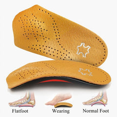 1pair Leather Arch Half Cushion Flat Foot Insoles for Men and Women