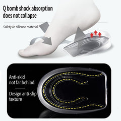 Silicone Gel Height Increase Insoles Heel Lifting Foot Care Protector Inserts