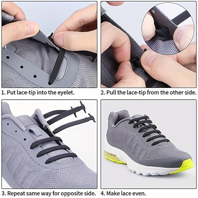 Silicone Elastic No Tie LACES for Adults & Kids