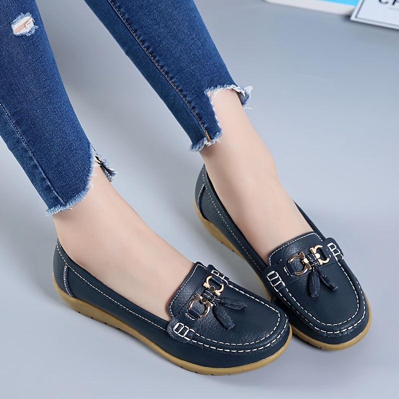 Women's Low Wedge Loafers Lightweight Slip On Shoes Soft Flats