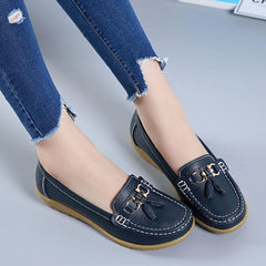 Women's Low Wedge Loafers Lightweight Slip On Shoes Soft Flats