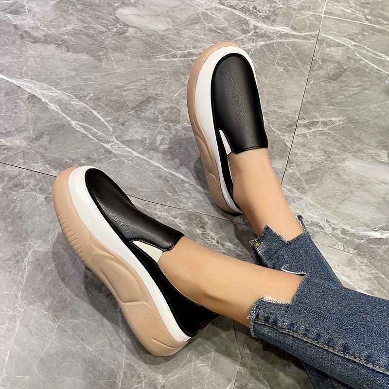Women's Flat Loafers Soft Sole Slip On Shoes PU Leather Walking Flats