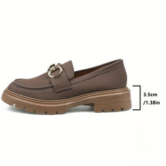 Metallic Chain Slip On Loafers Soft Platform Shoes