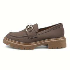 Metallic Chain Slip On Loafers Soft Platform Shoes