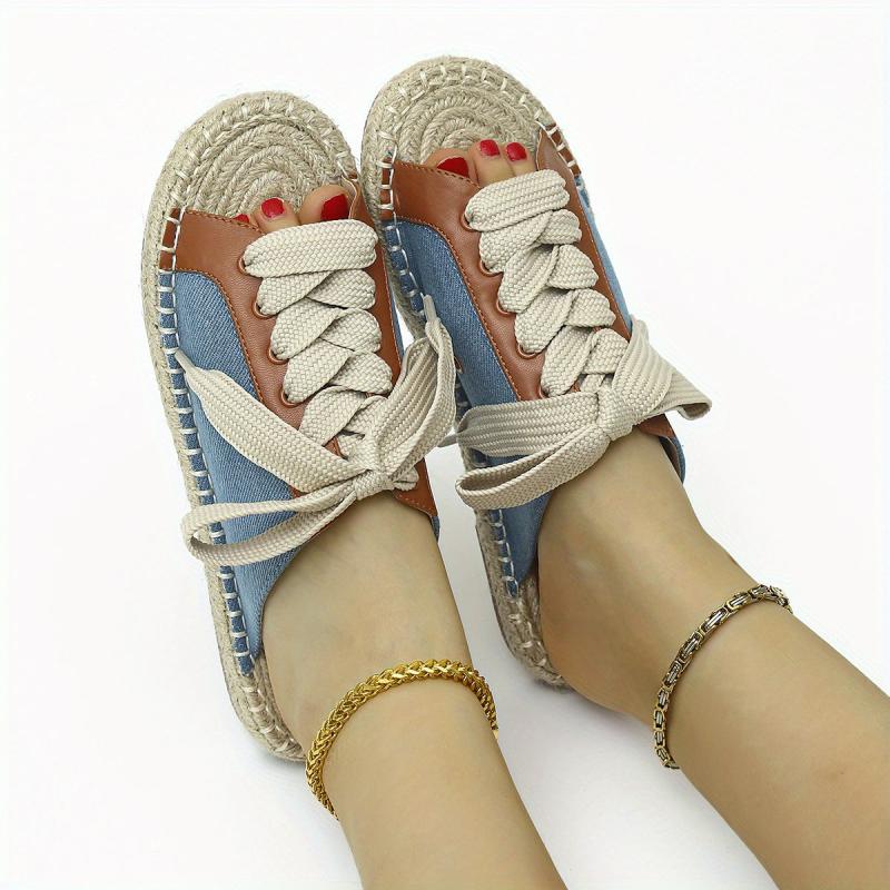 Casual Lace Up Flat Espadrille Sandals