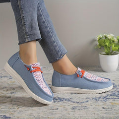 Women's Lace Up Flat Loafers Geometric Pattern Anti skid