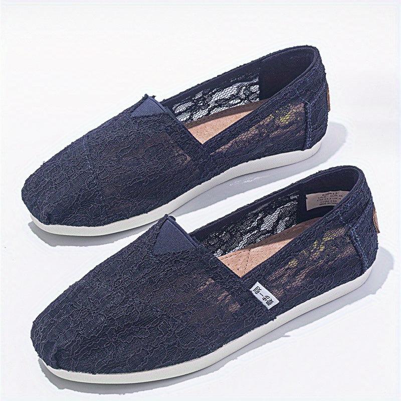 Women's Lace Flat Loafers Slip On Shoes Casual Walking Shoes