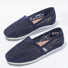 Women's Lace Flat Loafers Slip On Shoes Casual Walking Shoes