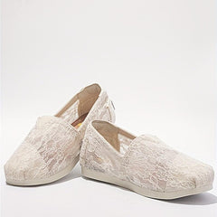 Women's Lace Flat Loafers Slip On Shoes Casual Walking Shoes