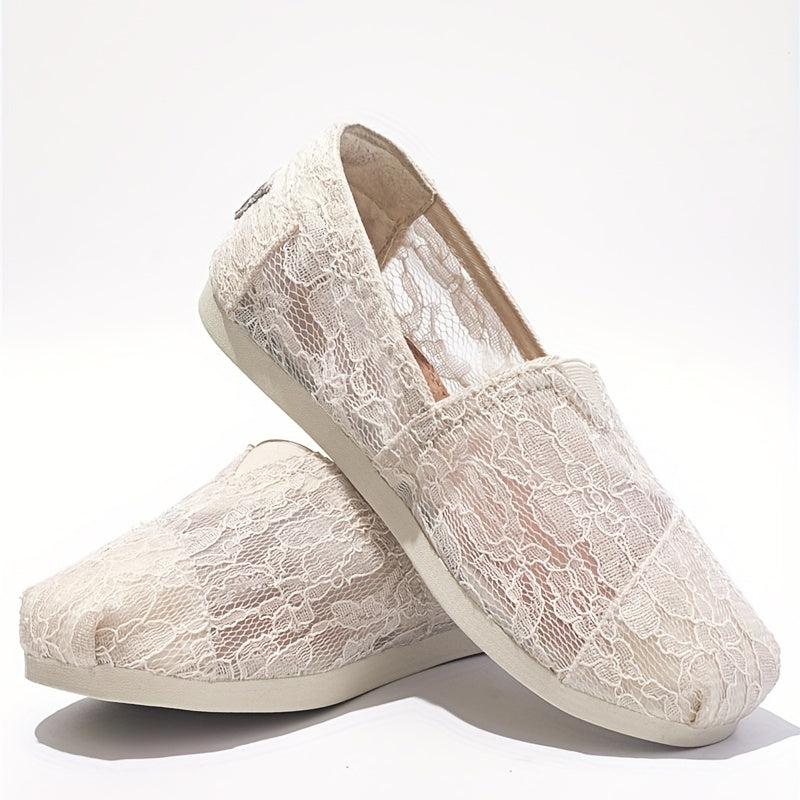 Women's Lace Flat Loafers Slip On Shoes Casual Walking Shoes