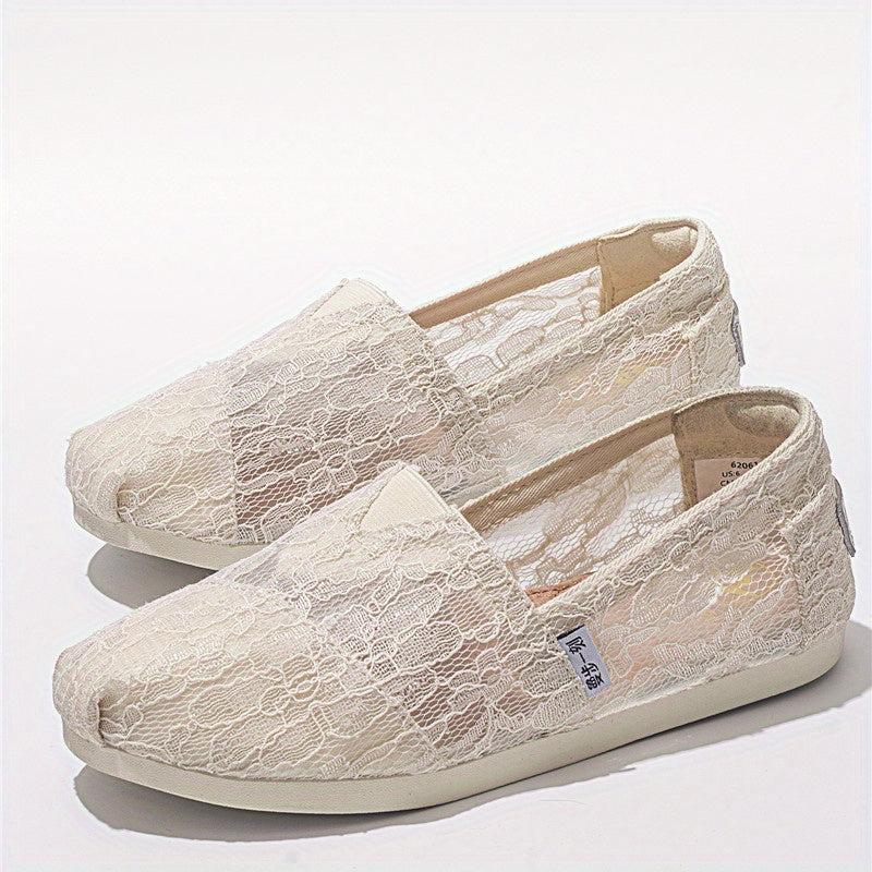 Women's Lace Flat Loafers Slip On Shoes Casual Walking Shoes