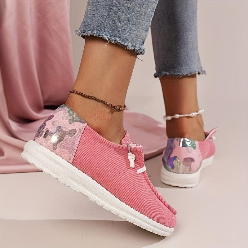 Women's Sequins Flat Loafers Lace Up Soft Sole Shoes