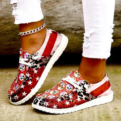 Women's Skull Pattern Flat Shoes Slip On Lightweight Halloween Shoes