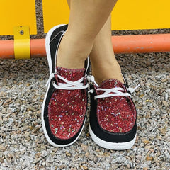 Sequins Slip On Colorblock Canvas Shoes Lightweight Casual Daily Shoes