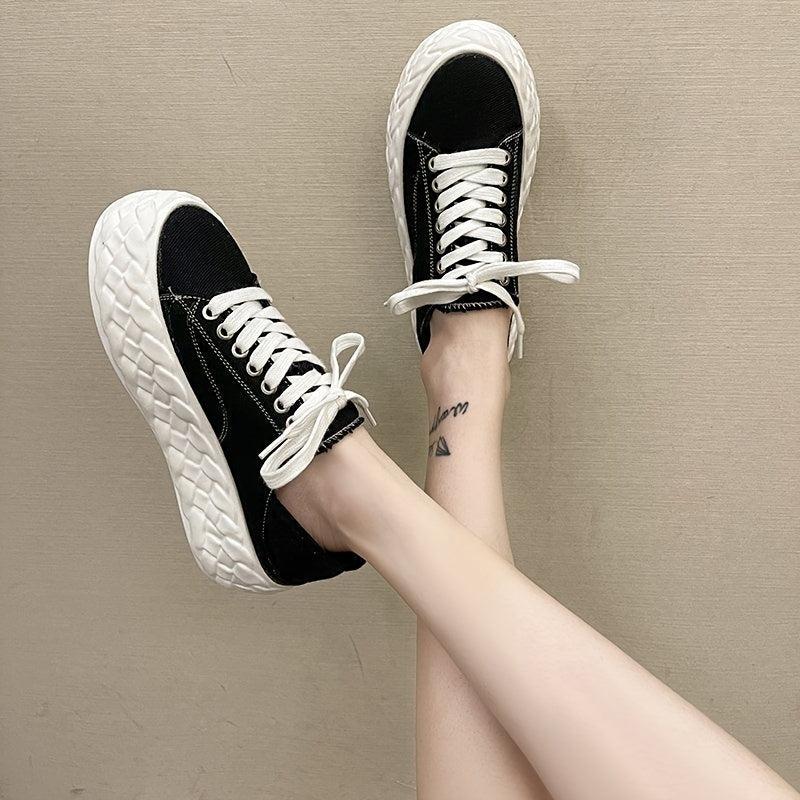 Women's Lace Up Platform Skate Shoes Low Top Sneaker