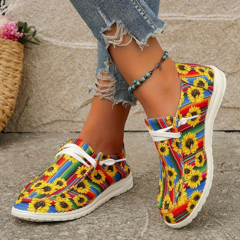 Women's Floral Canvas Shoes Lightweight Slip On Comfy Daily Shoes