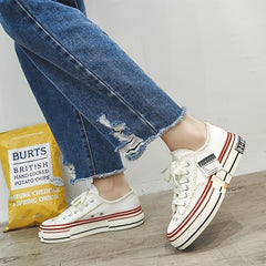 Women's Platform Canvas Lace up Skate Shoes