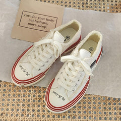 Women's Platform Canvas Lace up Skate Shoes
