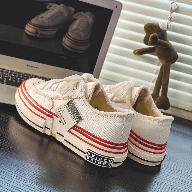 Women's Platform Canvas Lace up Skate Shoes