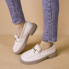 Women's Plaid Pattern Loafers with Plush Lining