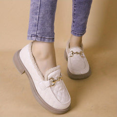 Women's Plaid Pattern Loafers with Plush Lining