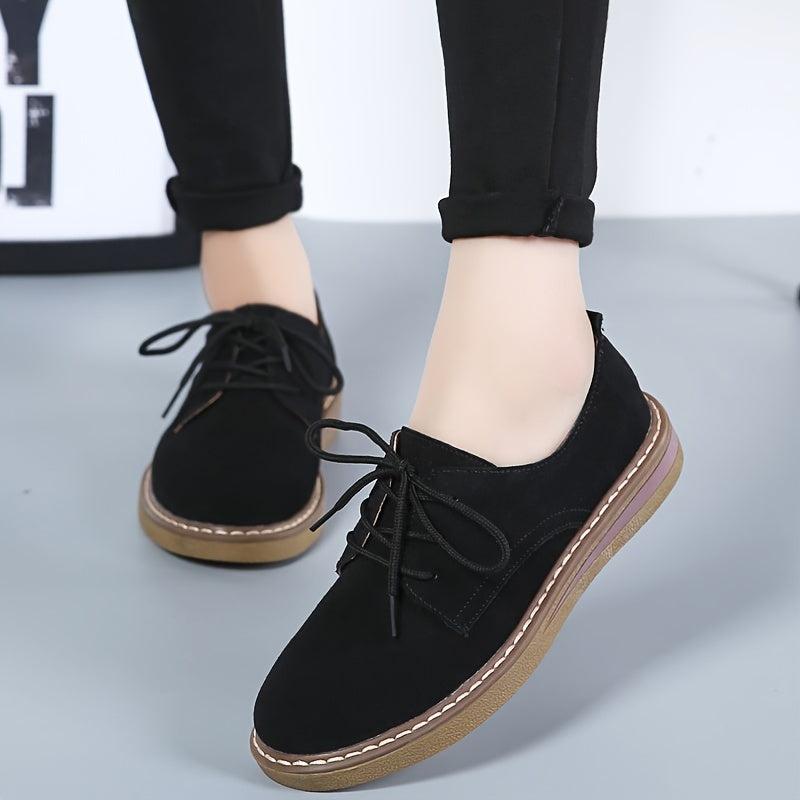 Women's Lace Up Loafers Low Top School Shoes Comfortable Preppy