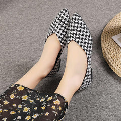 Women's Houndstooth Ballet Flats Soft Sole Slip On Shoes