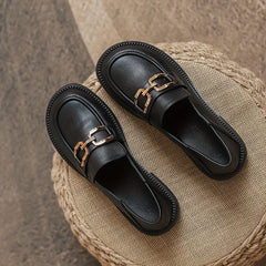 Metallic Decor Chunky Heel Loafers Slip On Shoes