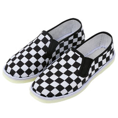 Women's Checkerboard Flat Canvas Shoes Slip On Loafers Casual Low Top Sneakers