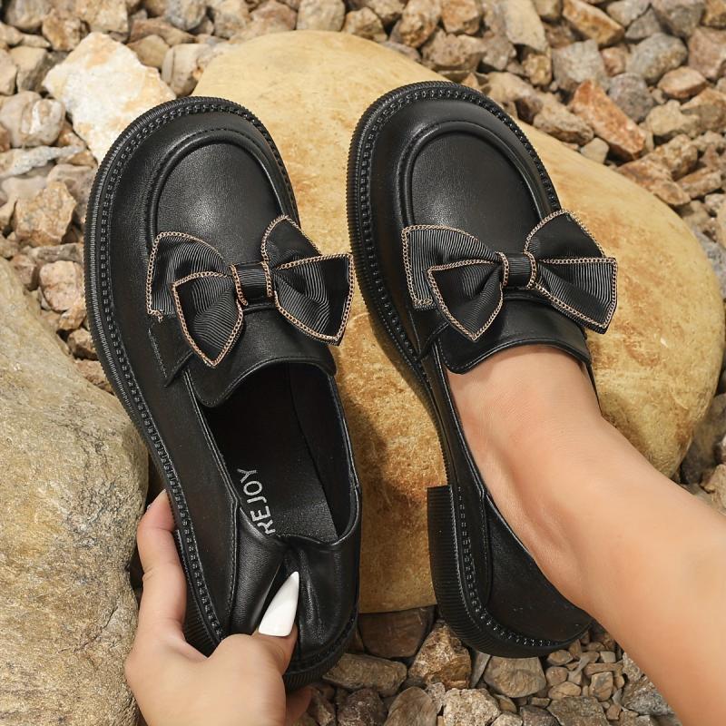 Women's Bowknot Soft Sole Flat Loafers Slip On Shoes