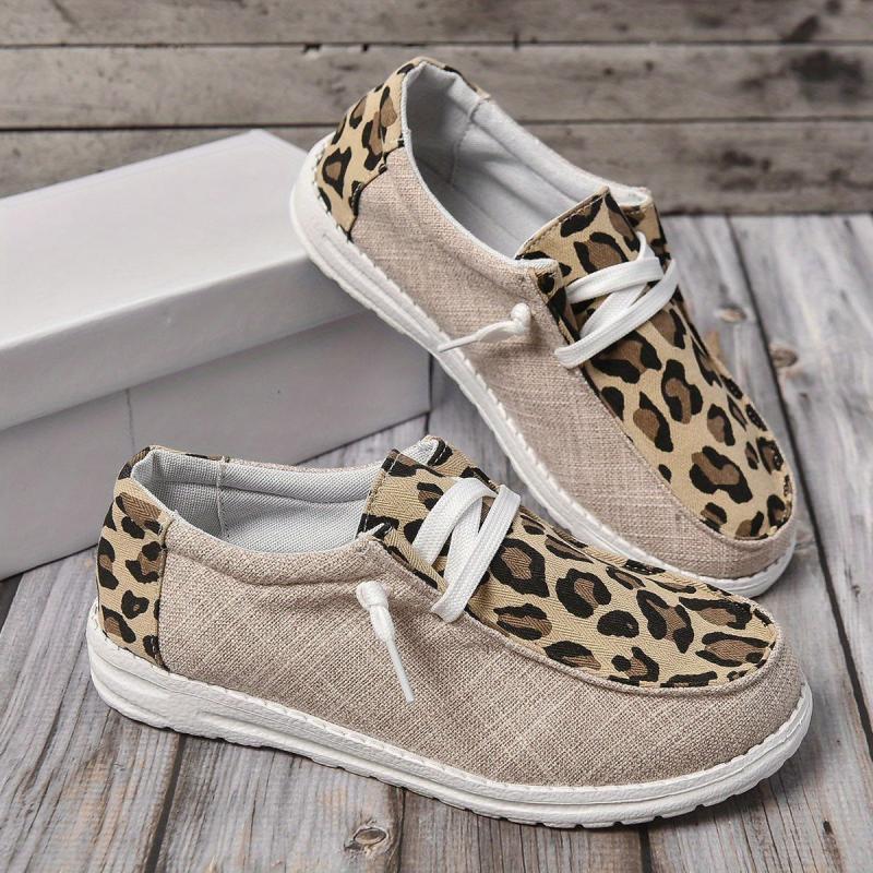 Women's Casual Flat Loafers Canvas Lightweight Lace Up Slip On Shoes