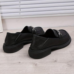 Women's Chain Decor Loafers Thick Sole Slip On Casual & Preppy Shoes