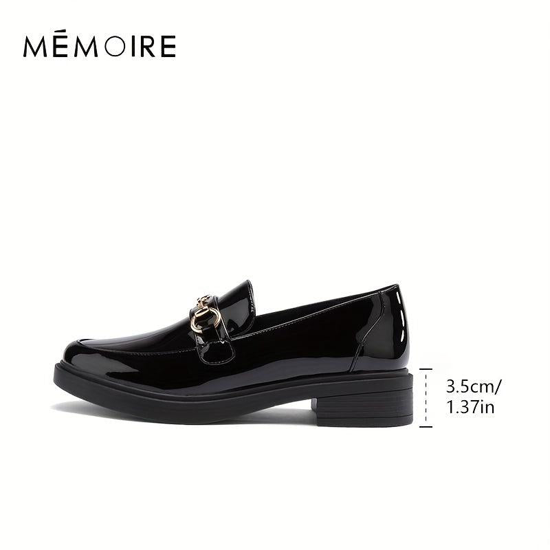 Women's Buckle Chunky Loafers Patent Leather Shoes