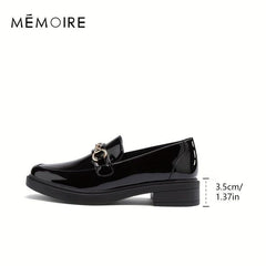 Women's Buckle Chunky Loafers Patent Leather Shoes
