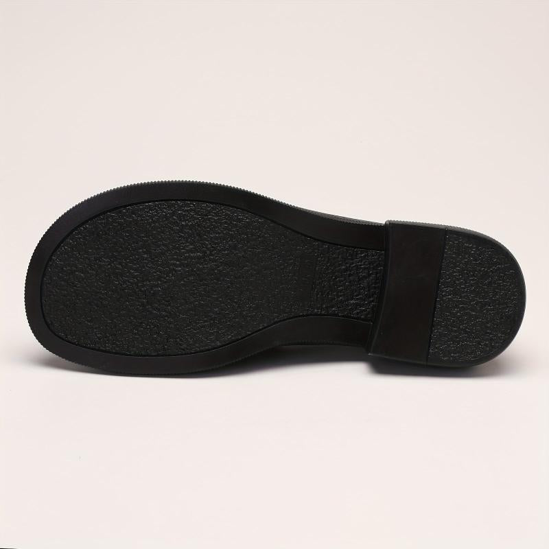Women's Chunky Heel Loafers Slip On Faux Leather Shoes