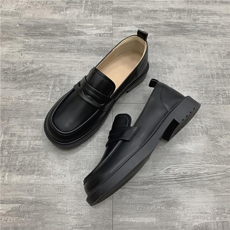 Women's Chunky Loafers Slip On Faux Leather Flats