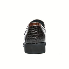 Women's Crocodile Print Loafers Pointed Toe Slip On Shoes