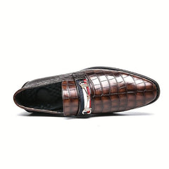 Women's Crocodile Print Loafers Pointed Toe Slip On Shoes