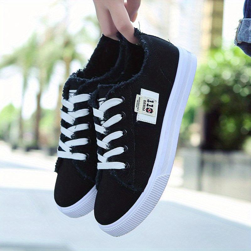 Women's Casual Canvas Lace Up Flat Shoes