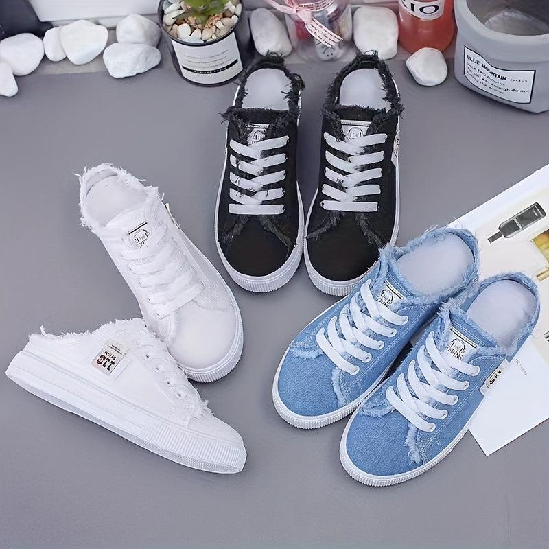 Women's Casual Canvas Lace Up Flat Shoes