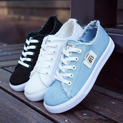 Women's Casual Canvas Lace Up Flat Shoes
